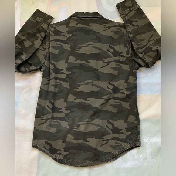 Abercrombie & Fitch Camouflage Button Down Shirt Jacket Men's Army Green Sz S - Picture 7 of 7